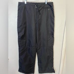 Nike Women’s Black Nylon Wide Leg Joggers with Drawstring and Zipper Fly